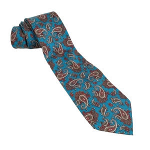Christian Dior Men Silk Tie Paisley Blue
